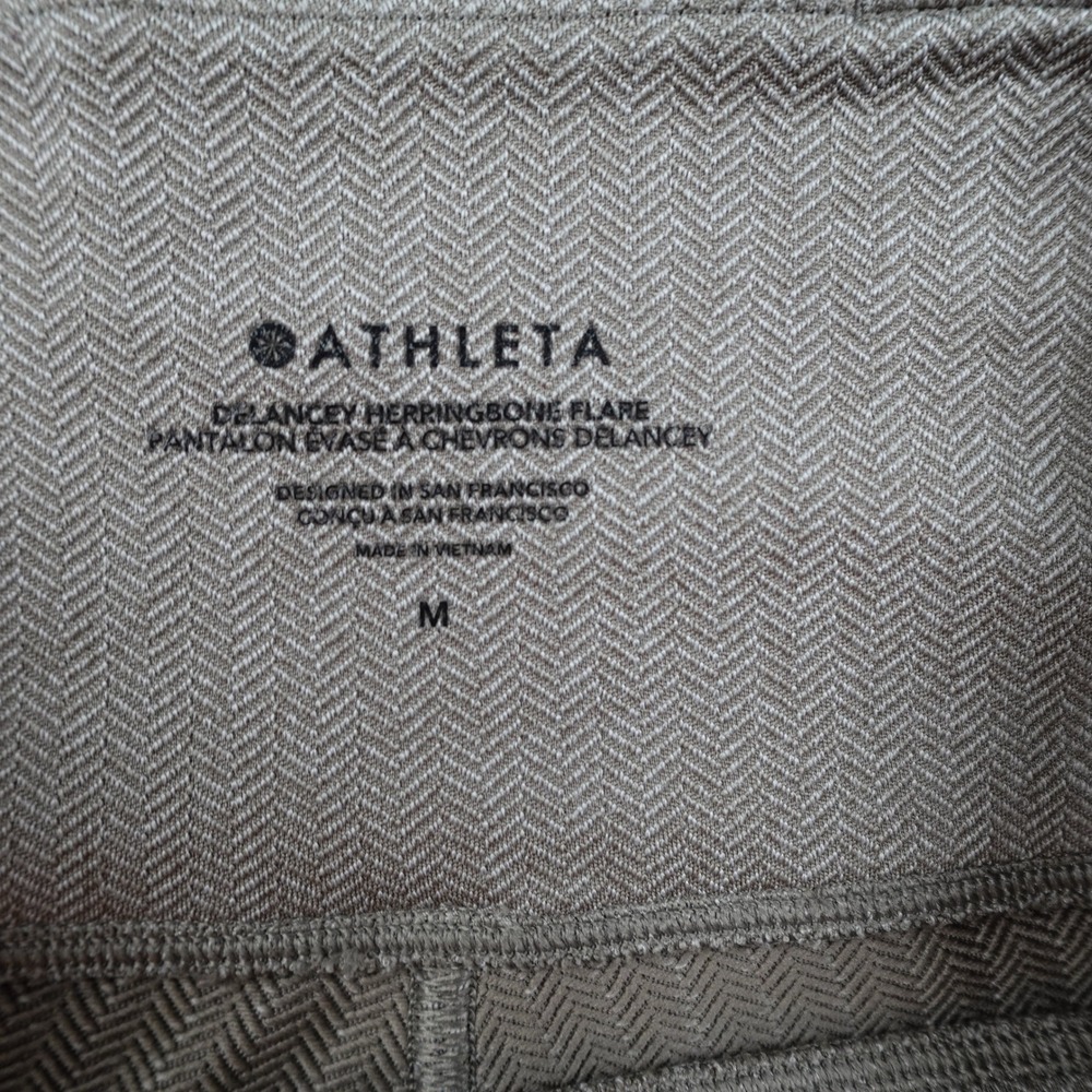 Athleta Pant Women Medium Brown Delancey Herringbone Flare Stretch Athleisure - Picture 8 of 13